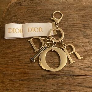 Dior Iconic Letters Key Ring/Keychain/Bag Charm Gold Tone Metal NIB